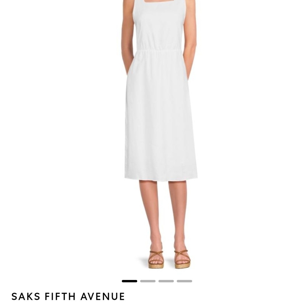 Saks Fifth Avenue White Linen Women's Dress Size 6 NWT